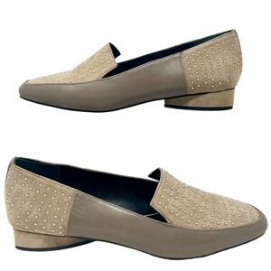 Donald J. Pliner Women's Iline Taupe Suede/Leather Studded Loafers size 6